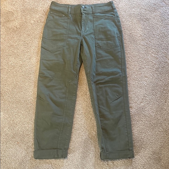 Anthropologie Pilcro Cotton Straight Leg Pants Army Green Sz 26 - Picture 1 of 11